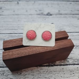 Coral Druzy Earrings